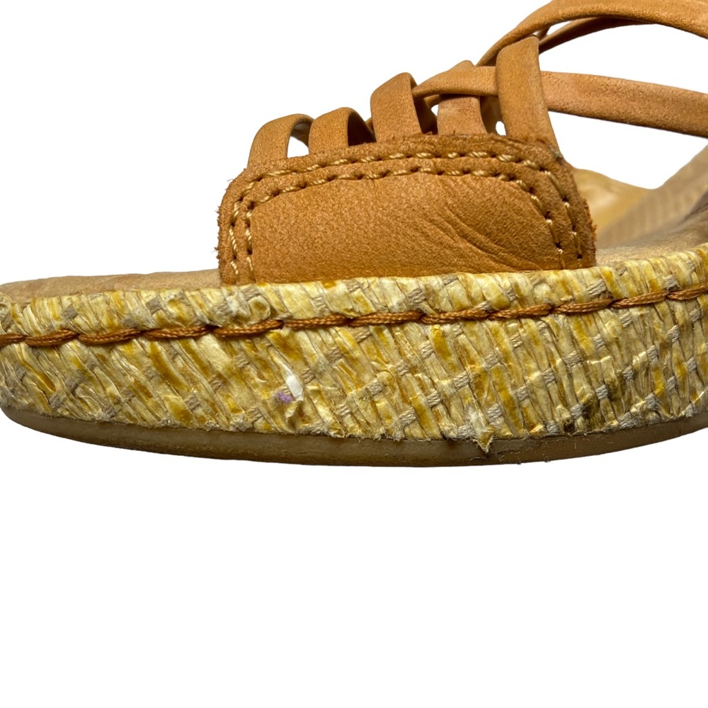 BOC Leather Crisscross Woven Strappy Wedge Sandals Tan Size 9 - Picture 8 of 16